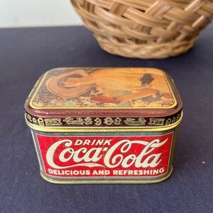 Coca-Cola Vintage Red and Gold Collectible Tin